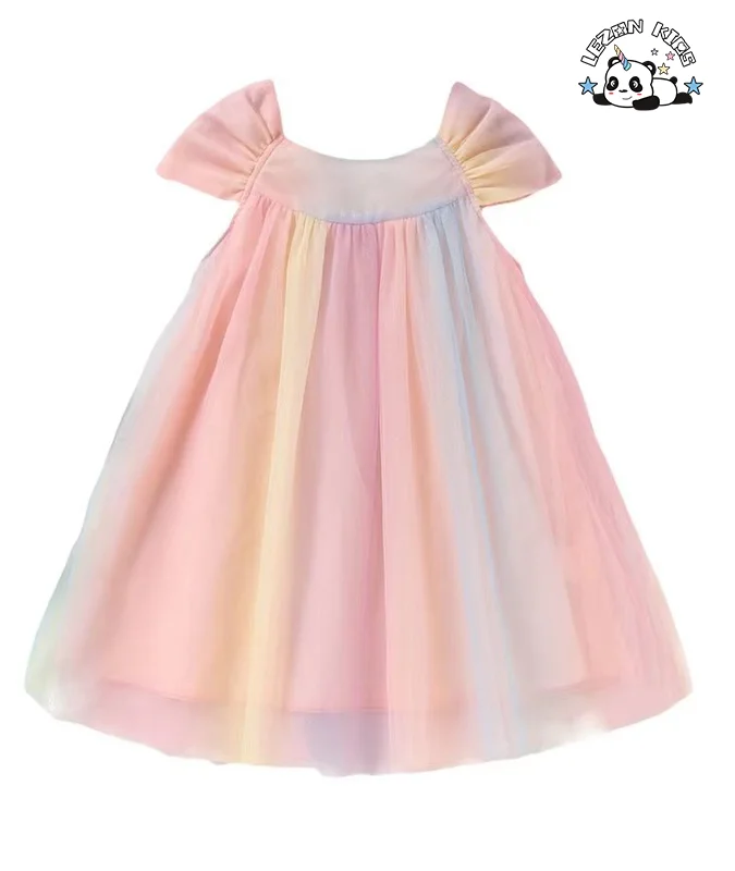 LEZONKIDS - 2024 spring and summer sleeveless girls dress Striped Colorful Casual Dresses For Girls Kids